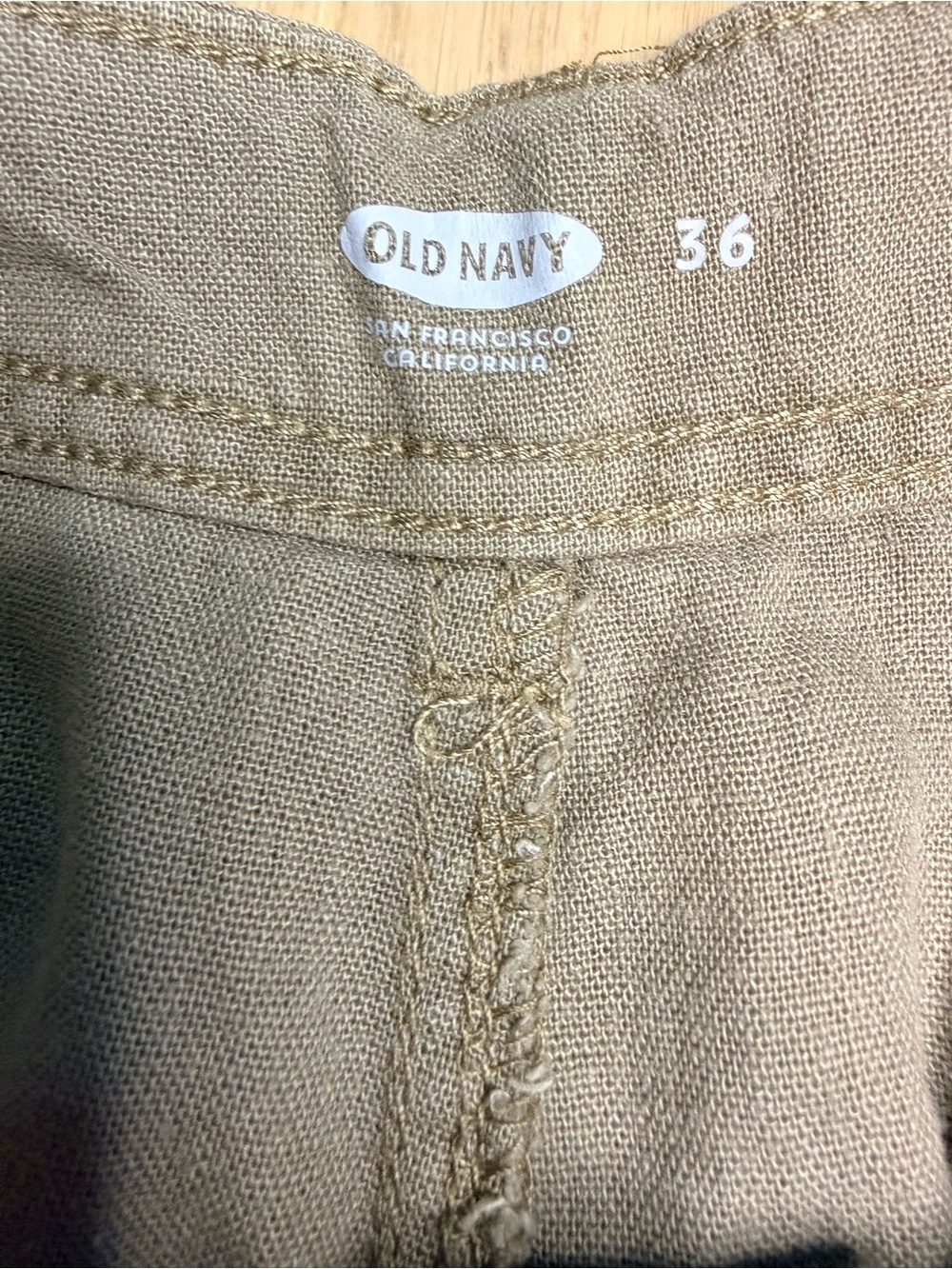 OLD NAVY Men’s Khaki Casual Relaxed Cargo Linen Blend Shorts Size 36 - Picture 7 of 9
